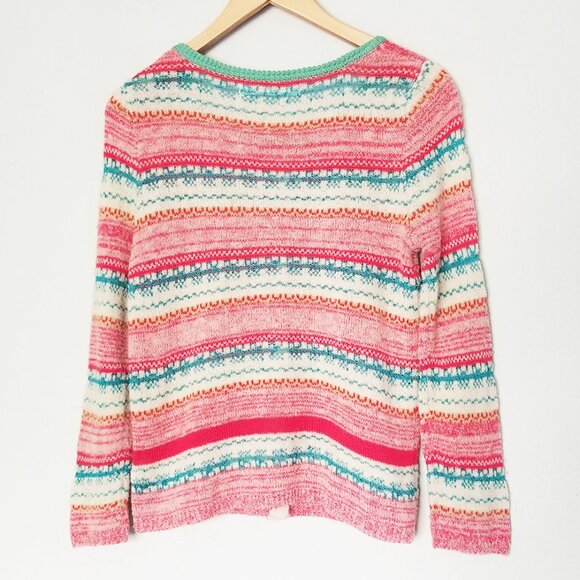 Sparrow Anthropologie Marna Fair Isle Striped Merino Wool Blend Cardigan M $188 - Picture 5 of 16